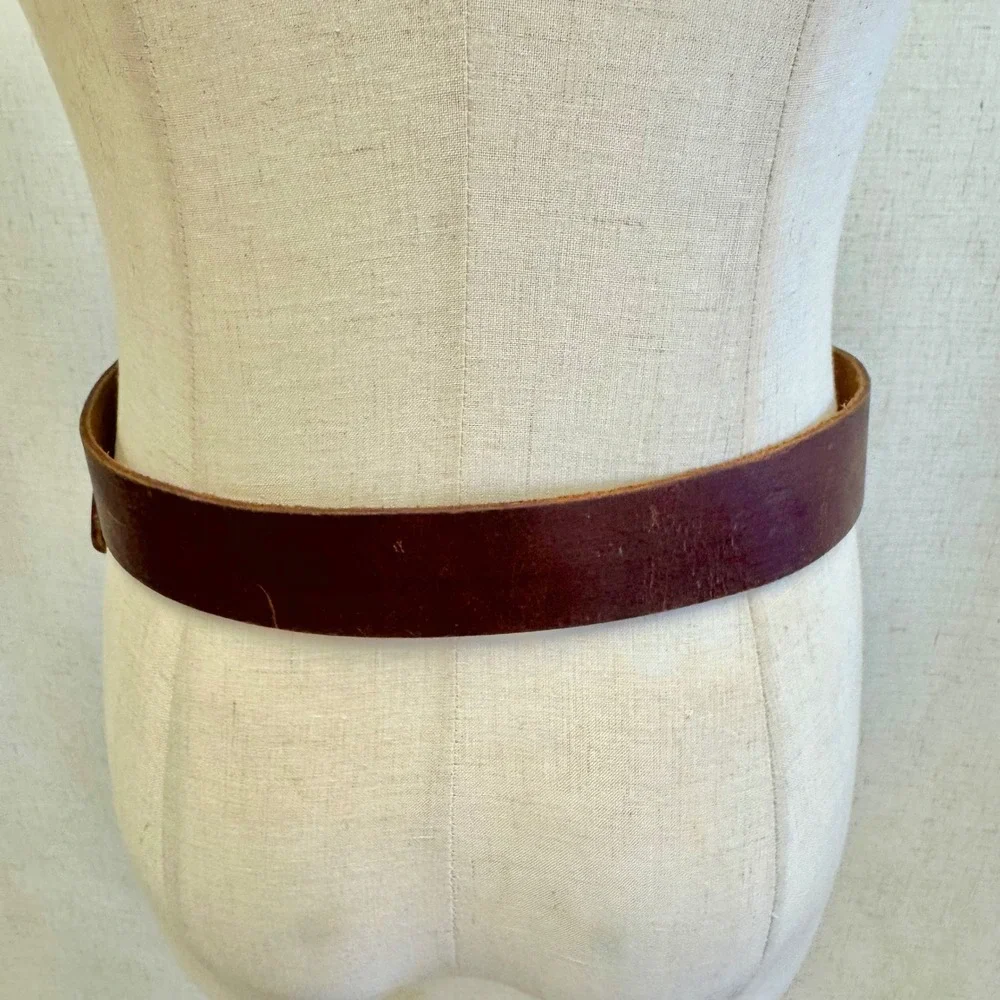 Nice Leather Brown Distressed Belt Seafoam Green Marbled Western Buckle Large‎